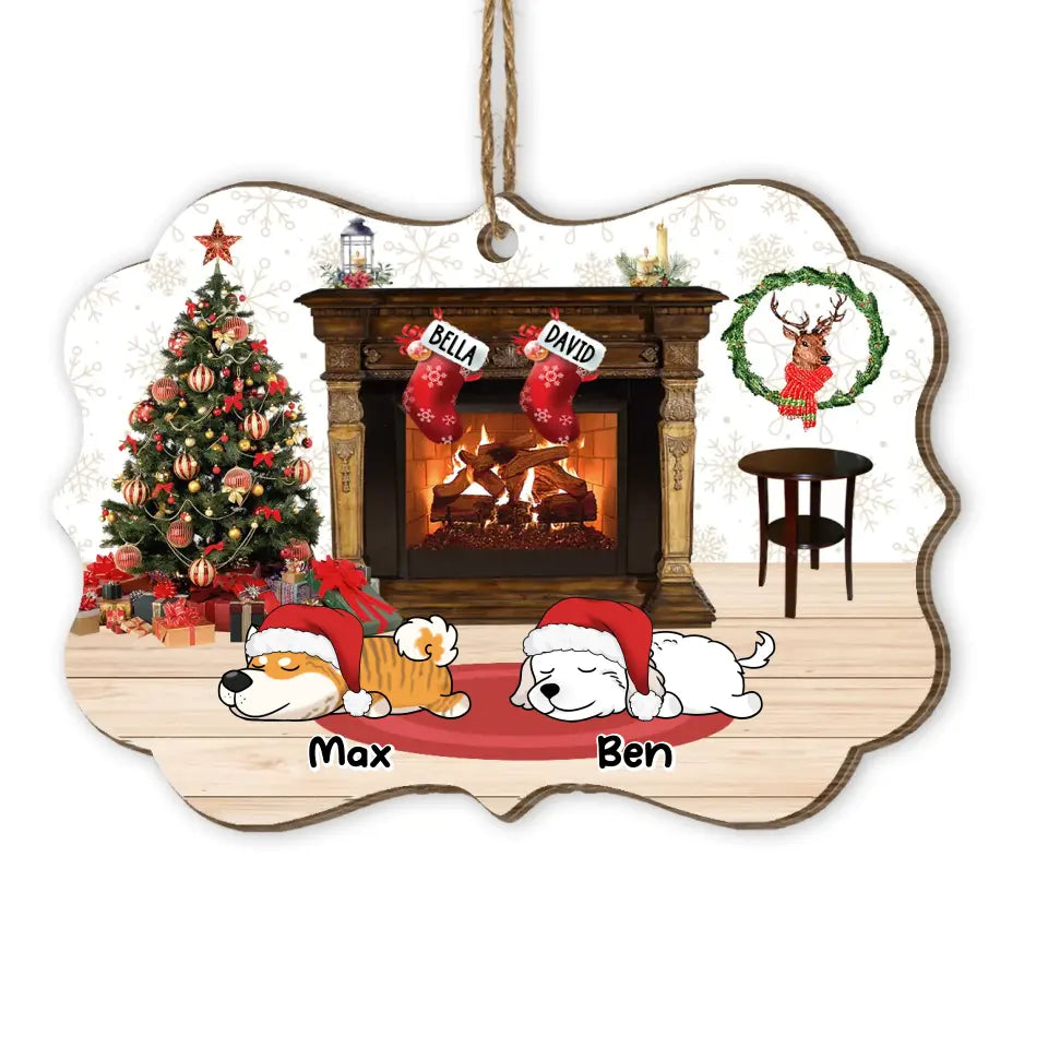 Christmas Fireplace Scene Maker, Stocking Separate - Personalized Wooden Ornament, Gift For Christmas - ORN122