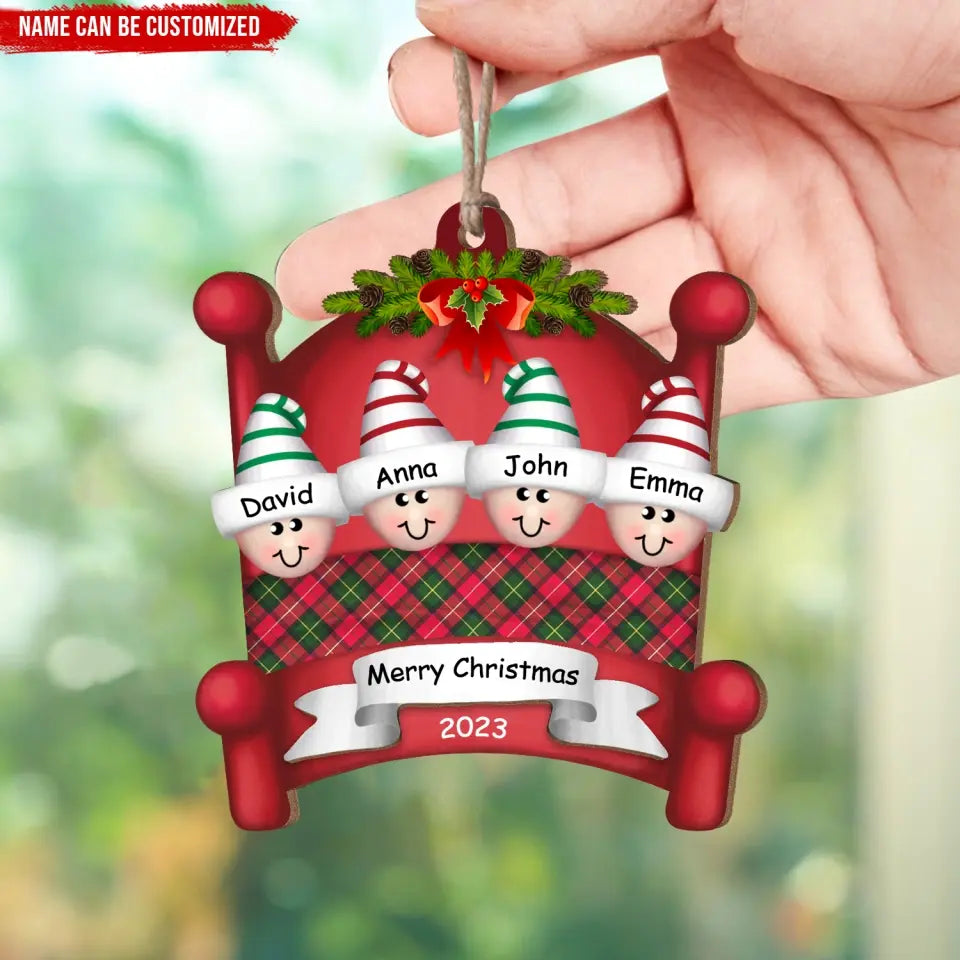 Family Sleepyheads - Personalized Wooden Ornament, Gift For Family - ORN124