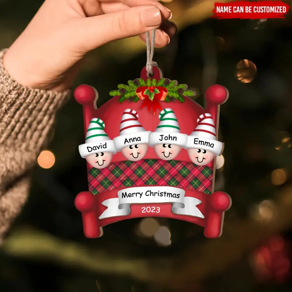 Family Sleepyheads - Personalized Wooden Ornament, Gift For Family - ORN124