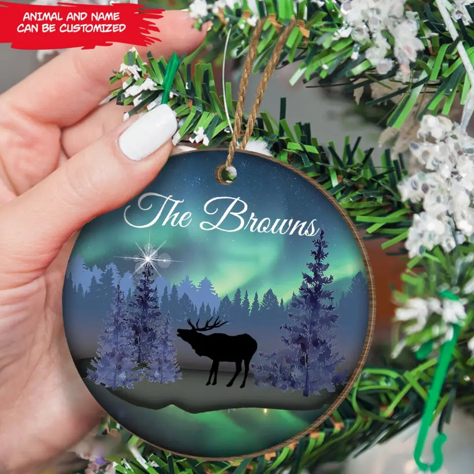 Northern Lights - Personalized Wooden Ornament, Gift For Christmas - ORN125