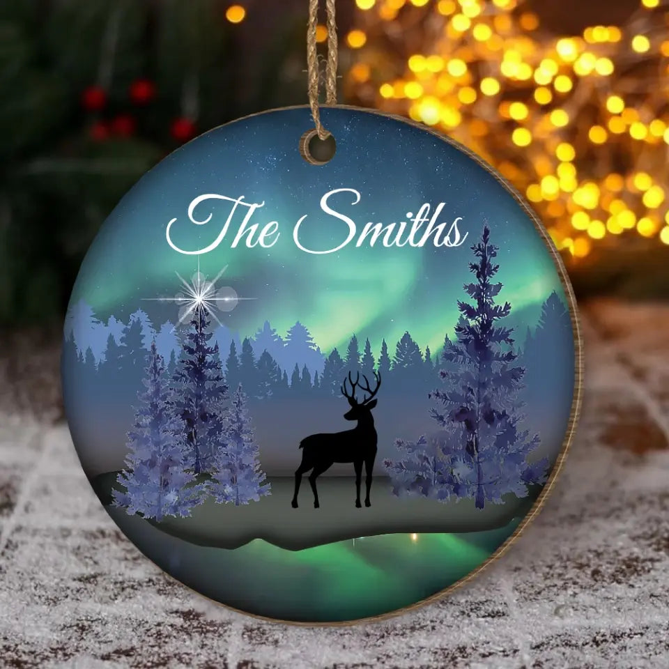 Northern Lights - Personalized Wooden Ornament, Gift For Christmas - ORN125