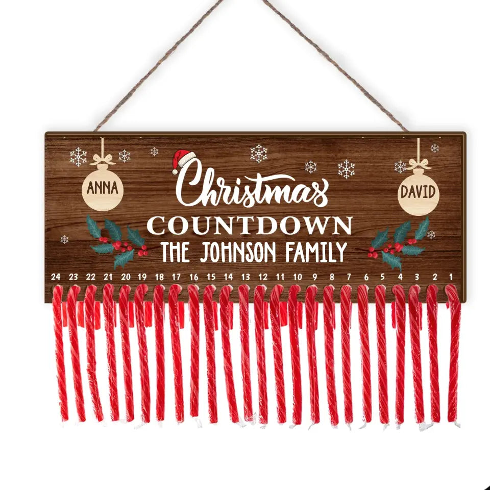Christmas Countdown Family - Personalized Wooden Sign, Christmas Countdown Sign - DS640