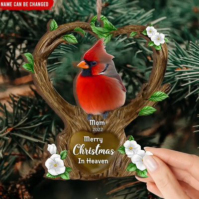 Merry Christmas In Heaven - Personalized Wooden Ornament, Christmas Memorial Gift - ORN128