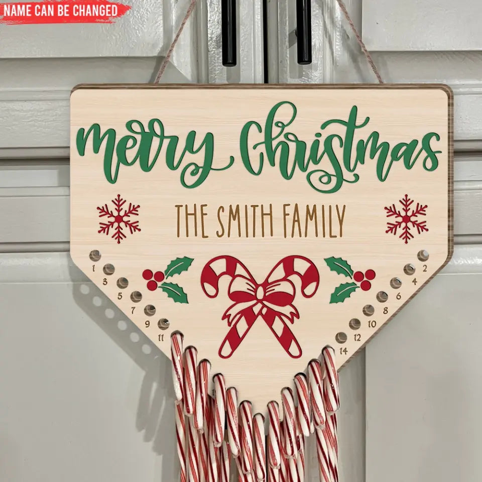 Merry Christmas Family Name - Personalized Countdown Sign, Gift For Christmas - DS647