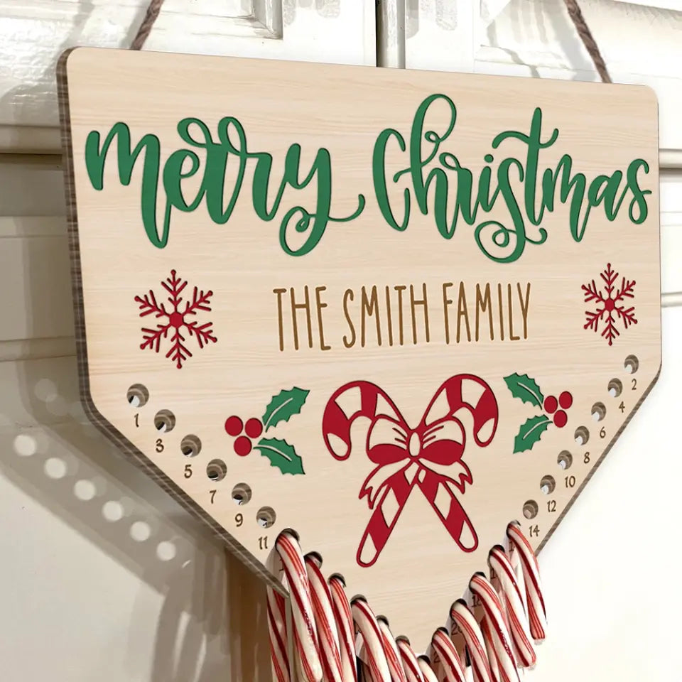 Merry Christmas Family Name - Personalized Countdown Sign, Gift For Christmas - DS647