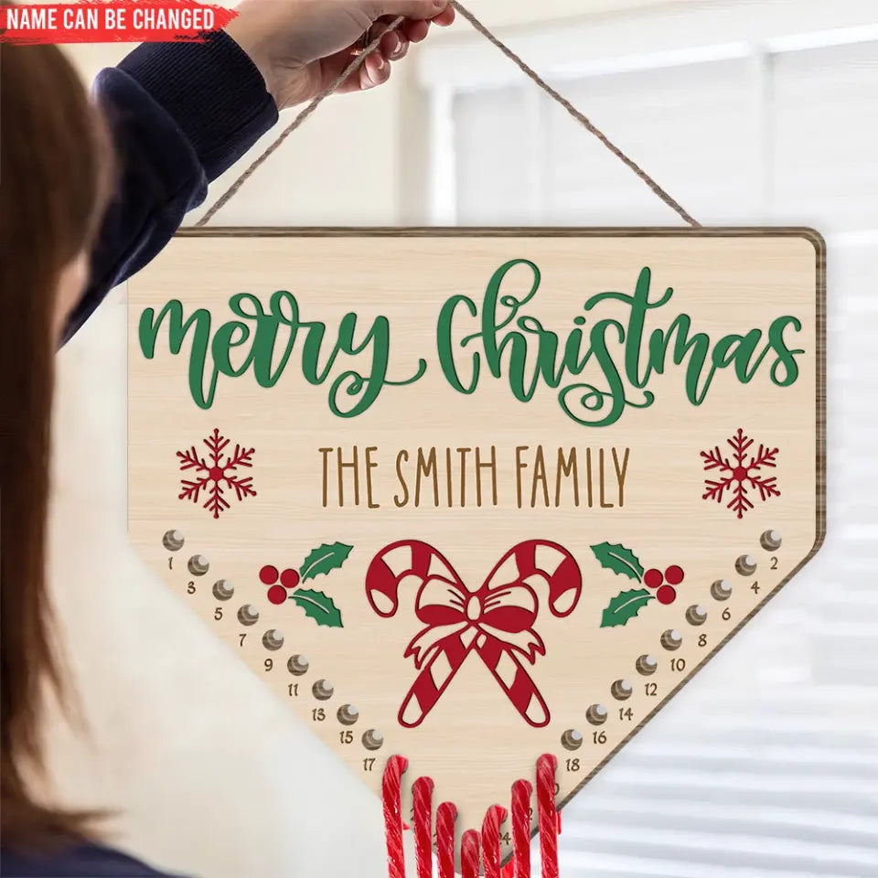 Merry Christmas Family Name - Personalized Countdown Sign, Gift For Christmas - DS647