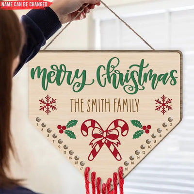 Merry Christmas Family Name - Personalized Countdown Sign, Gift For Christmas - DS647