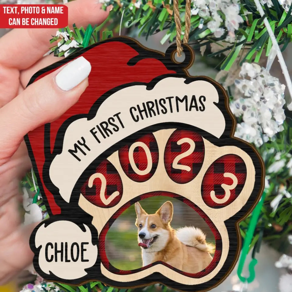 My First Christmas - Personalized Wooden Ornament, Christmas Gift For Dog Lovers - ORN132