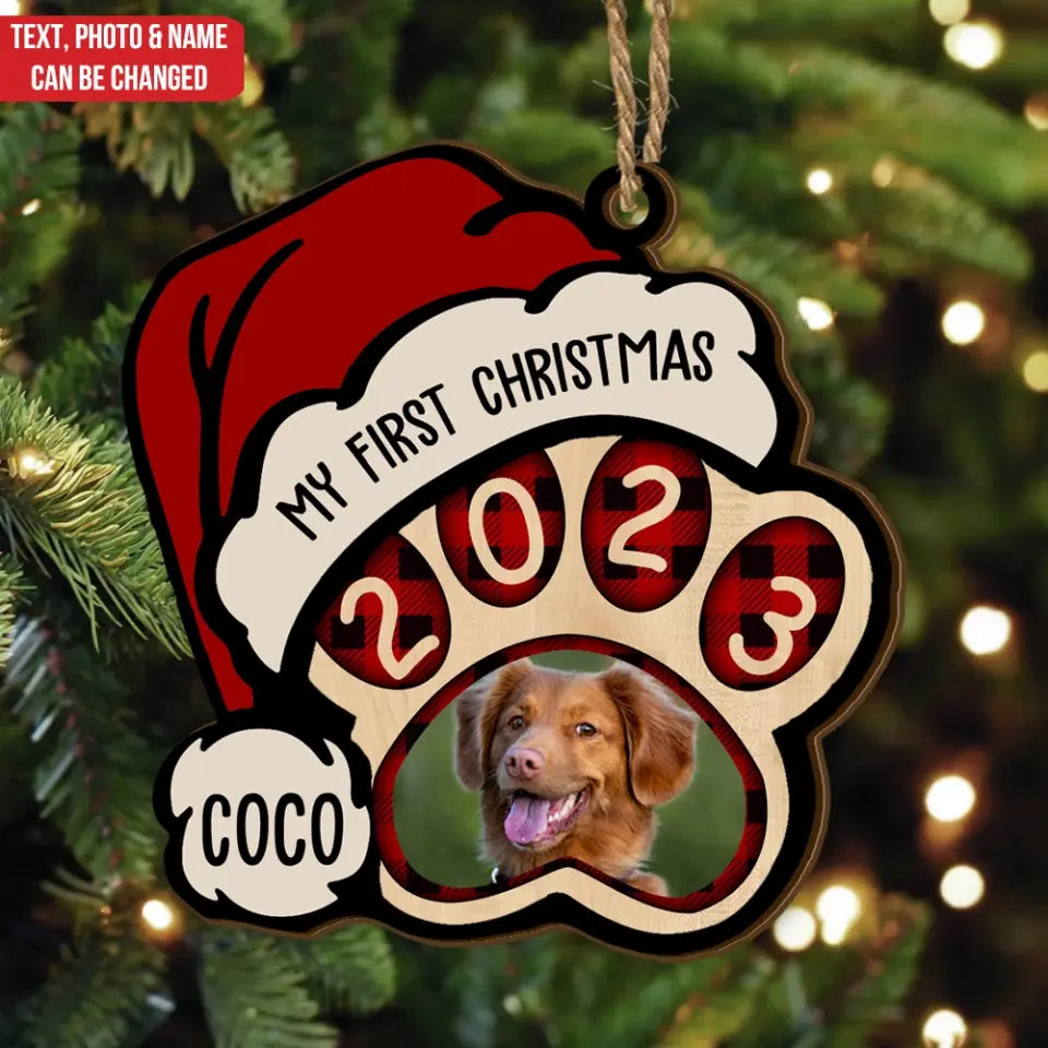 My First Christmas - Personalized Wooden Ornament, Christmas Gift For Dog Lovers - ORN132