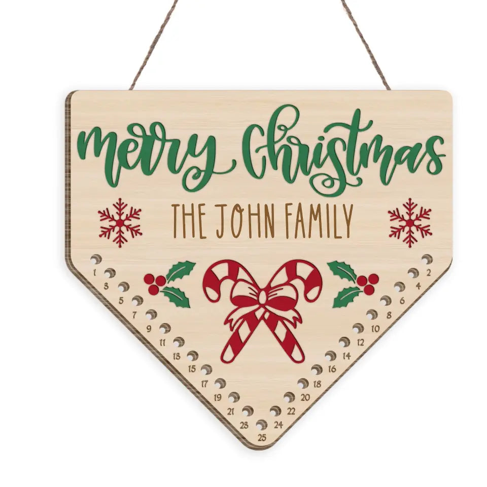 Merry Christmas Family Name - Personalized Countdown Sign, Gift For Christmas - DS647