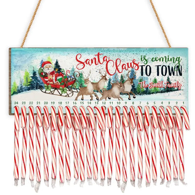 Santa Claus Is Coming To Town Candy Countdown Sign - Personalized Wood Sign