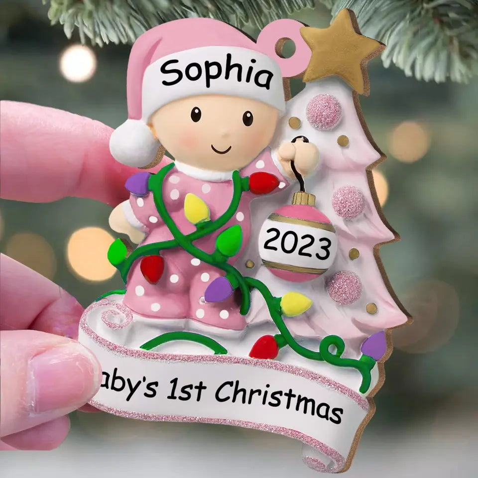 Baby's 1st Christmas - Personalized Wooden Ornament, Gift For Christmas - ORN133