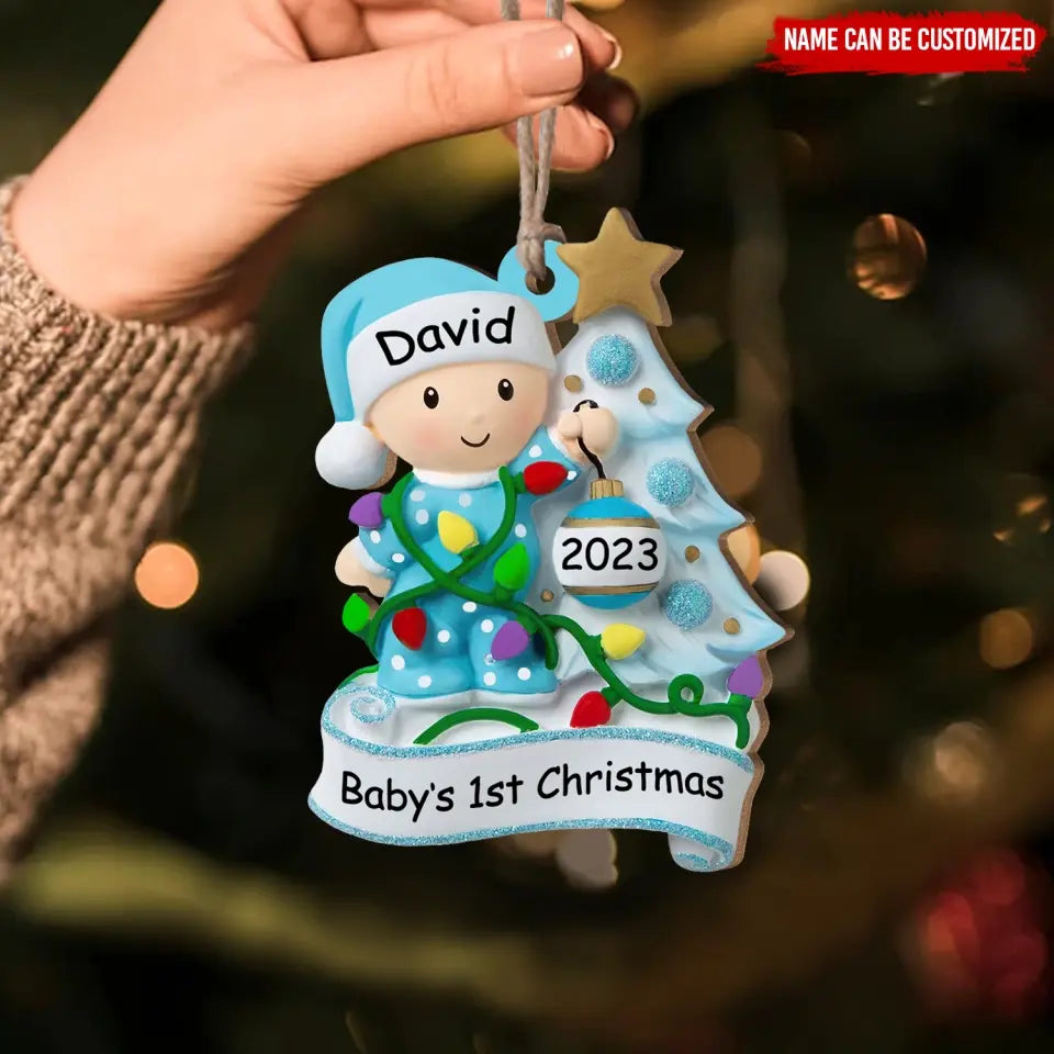 Baby's 1st Christmas - Personalized Wooden Ornament, Gift For Christmas - ORN133
