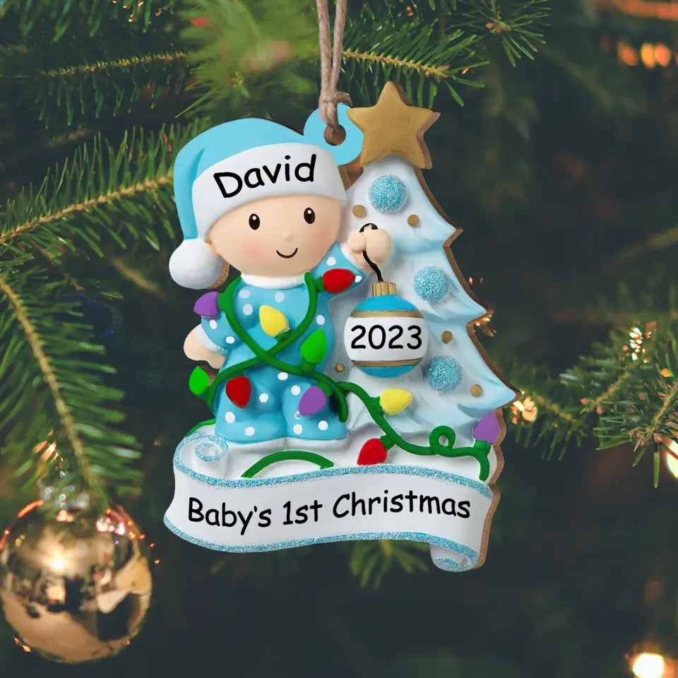 Baby's 1st Christmas - Personalized Wooden Ornament, Gift For Christmas - ORN133