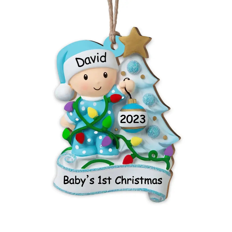 Baby&#39;s 1st Christmas - Personalized Wooden Ornament, Gift For Christmas - ORN133