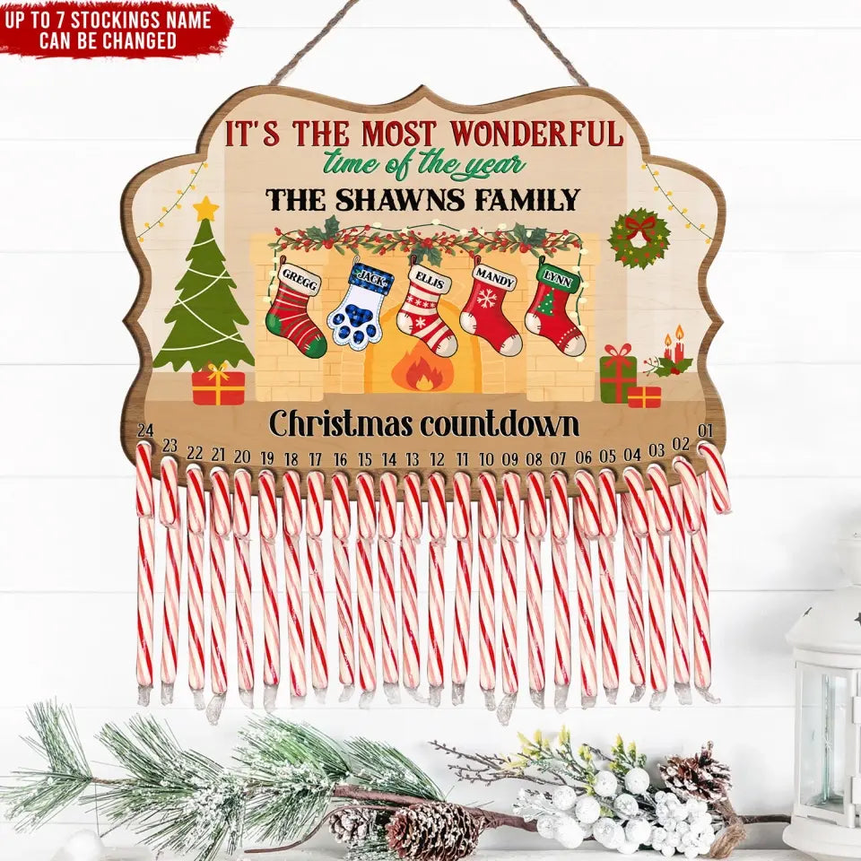 It's the Most Wonderful Time of the Year - Personalized Christmas Countdown Sign, Christmas Gift - DS650