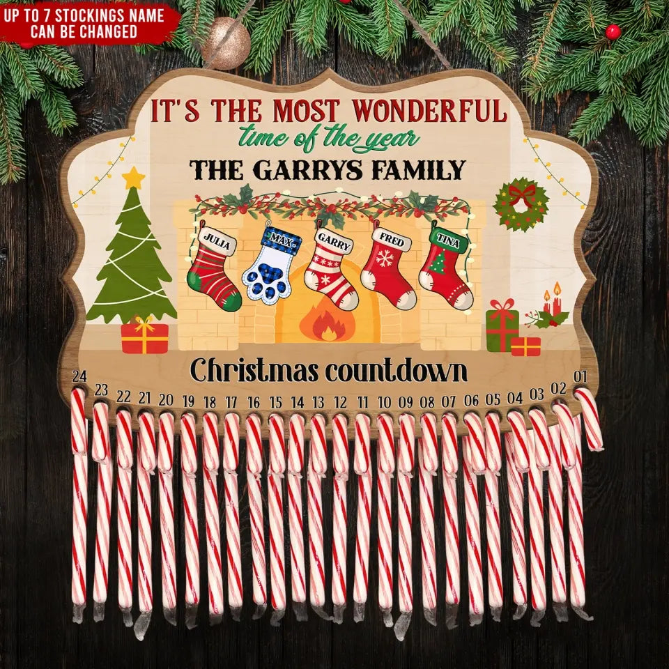 It's the Most Wonderful Time of the Year - Personalized Christmas Countdown Sign, Christmas Gift - DS650