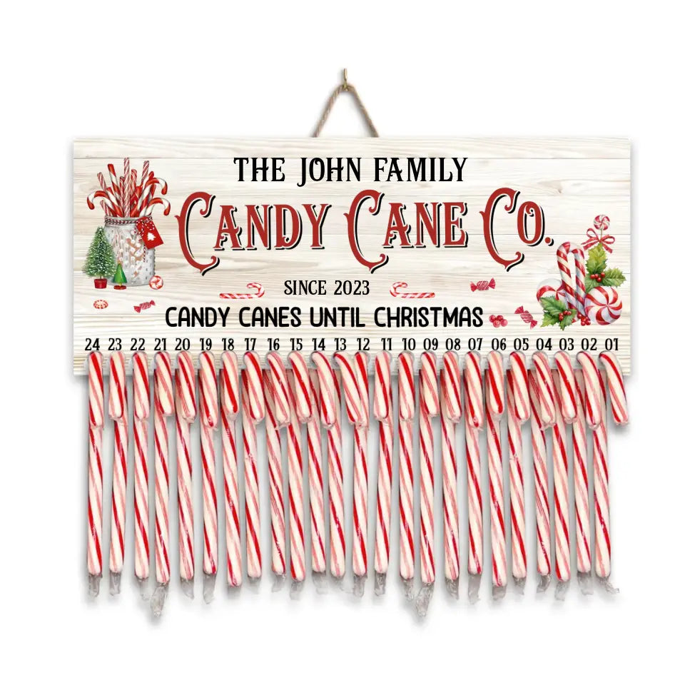 Candy Cane - Personalized Countdown Sign, Christmas Sign, Christmas Gift - DS648