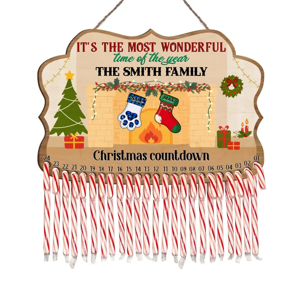 It&#39;s the Most Wonderful Time of the Year - Personalized Christmas Countdown Sign, Christmas Gift - DS650