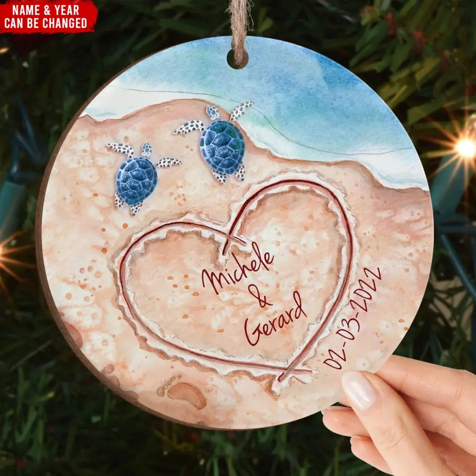 Couples Name In The Sand - Personalized Ornament, Gift For Christmas - ORN135