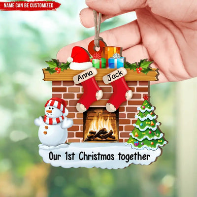 First Christmas Stocking Ornament - Personalized Wooden Ornament, Gift For Family - ORN137