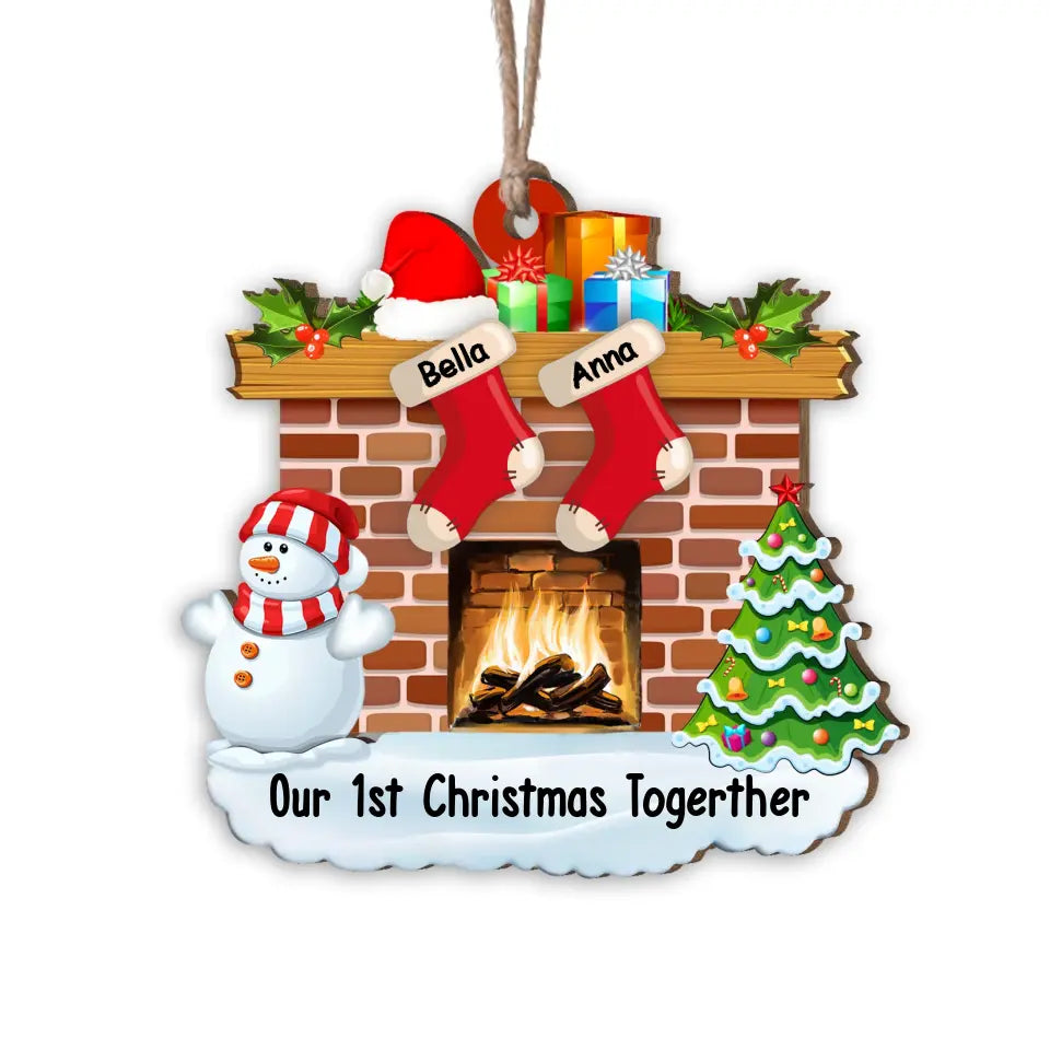 First Christmas Stocking Ornament - Personalized Wooden Ornament, Gift For Family - ORN137