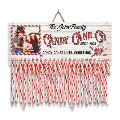 Candy Cane Co Christmas Countdown - Personalized Wood Sign, Custom Photo Christmas Gift For Family - DS651