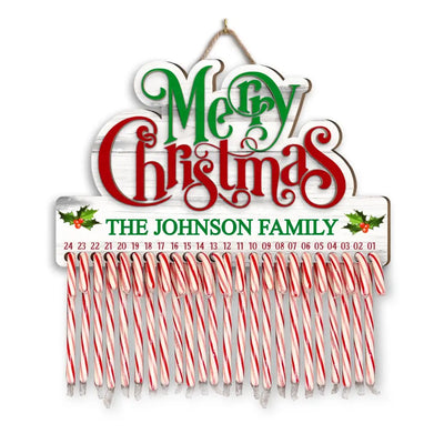 Christmas Decor Merry Christmas Candy Cane - Personalized Christmas Countdown Sign - DS653