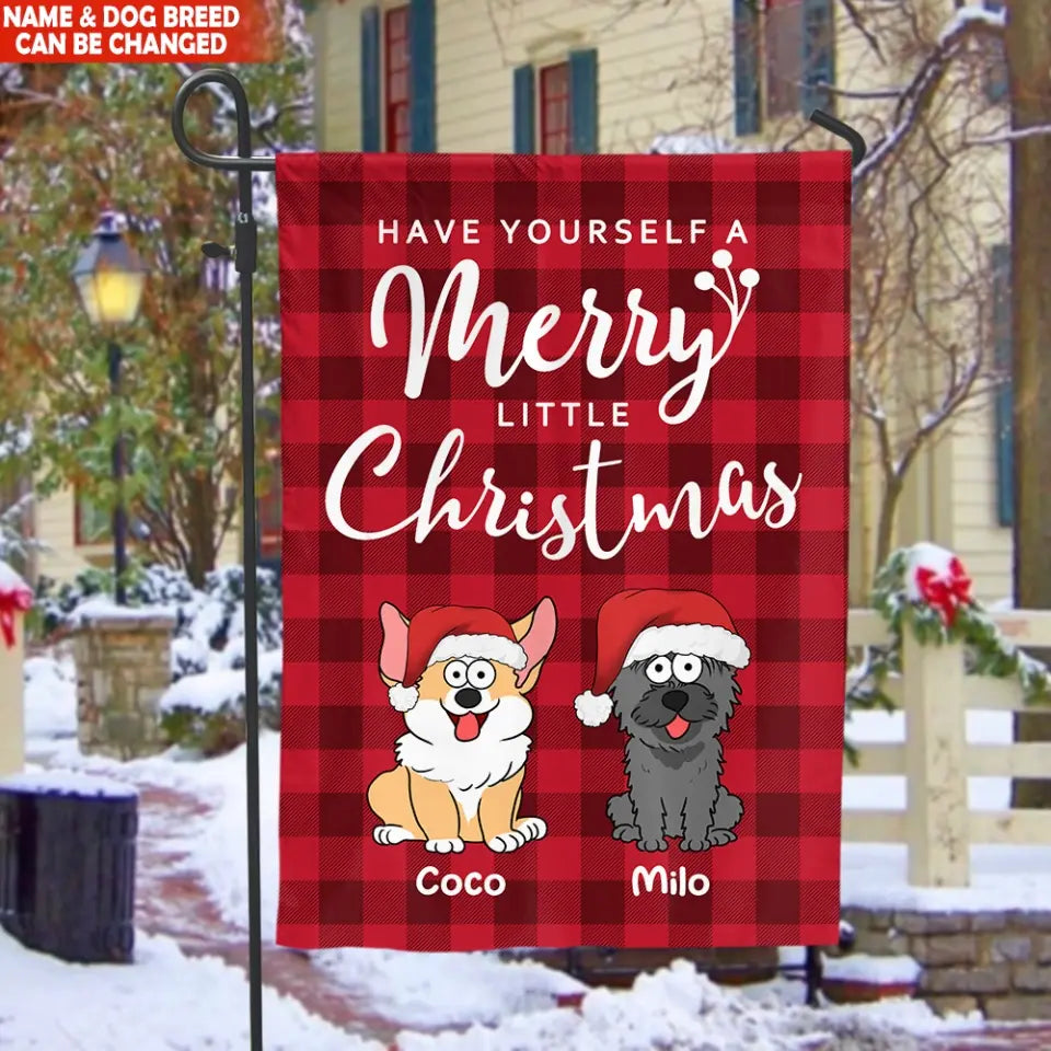 Merry Little Christmas Holiday With Dogs - Personalized Garden Flag, Christmas Gift  - GF142
