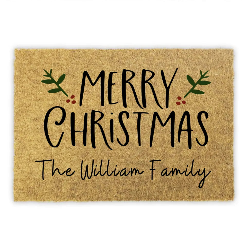 Family Doormat, Merry Christmas - Personalized Coir Doormat, Gift For Christmas - DM249