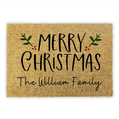 Family Doormat, Merry Christmas - Personalized Coir Doormat, Gift For Christmas - DM249