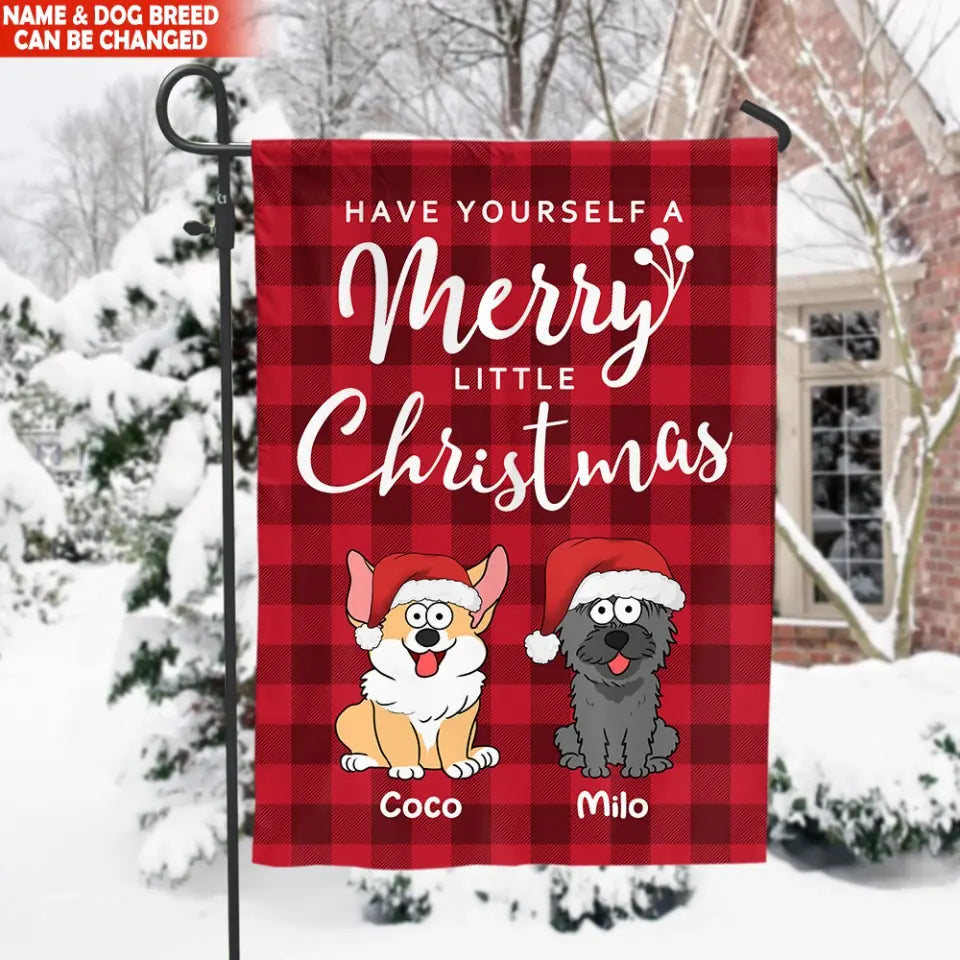 Merry Little Christmas Holiday With Dogs - Personalized Garden Flag, Christmas Gift  - GF142