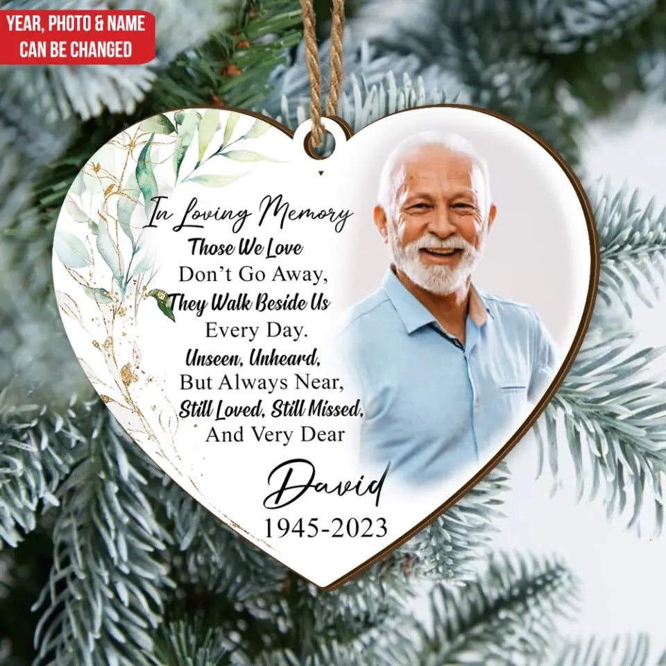 In Loving Memory, Those We Love Don’t Go Away - Personalized Wooden Ornament, Gift For Christmas - ORN140