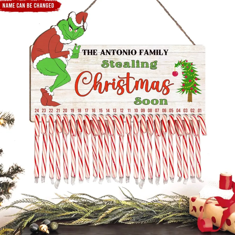 Stealing Christmas Soon - Personalized Christmas Countdown Sign - DS657