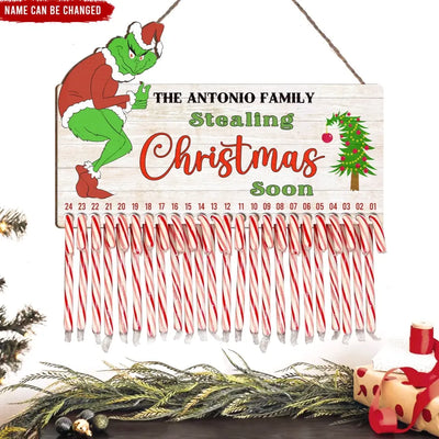 Stealing Christmas Soon - Personalized Christmas Countdown Sign - DS657
