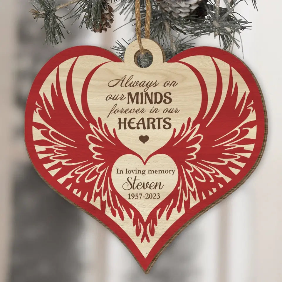 Always On My Mind - Personalized Wooden Ornament, Memorial Gift - ORN143