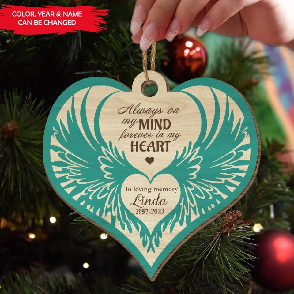 Always On My Mind - Personalized Wooden Ornament, Memorial Gift - ORN143
