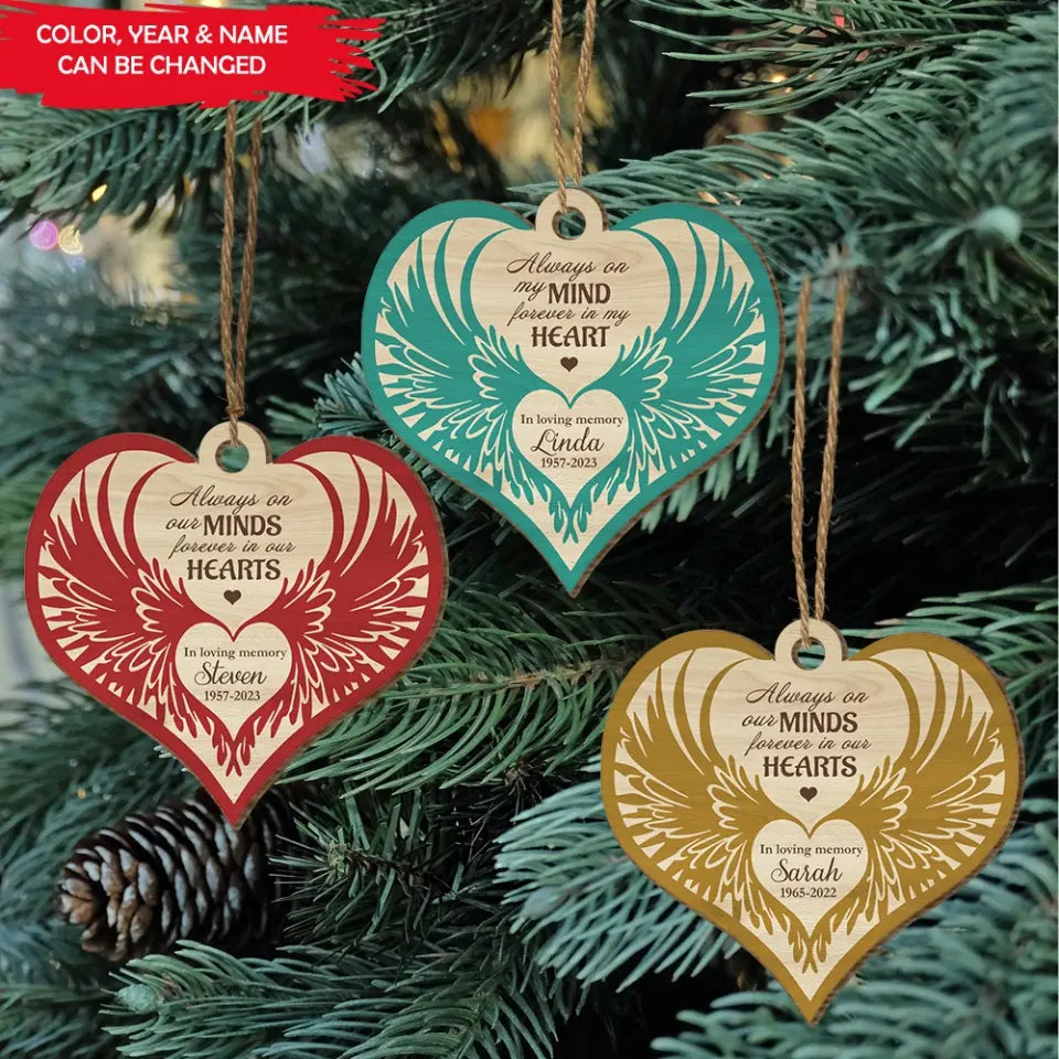 Always On My Mind - Personalized Wooden Ornament, Memorial Gift - ORN143