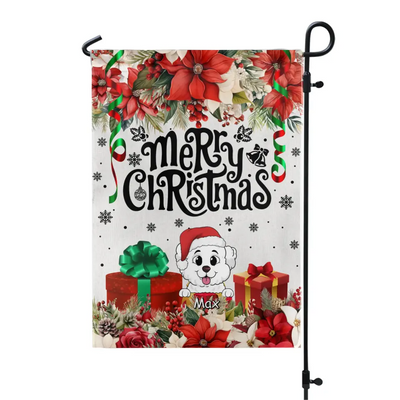 Merry Christmas Dog Flag - Personalized Garden Flag, Christmas Gift For Dog Lovers - GF143
