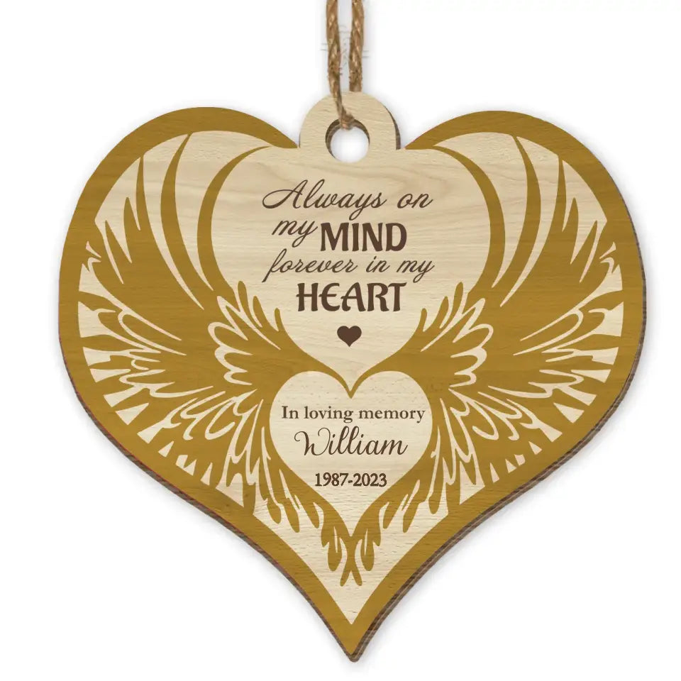 Always On My Mind - Personalized Wooden Ornament, Memorial Gift - ORN143