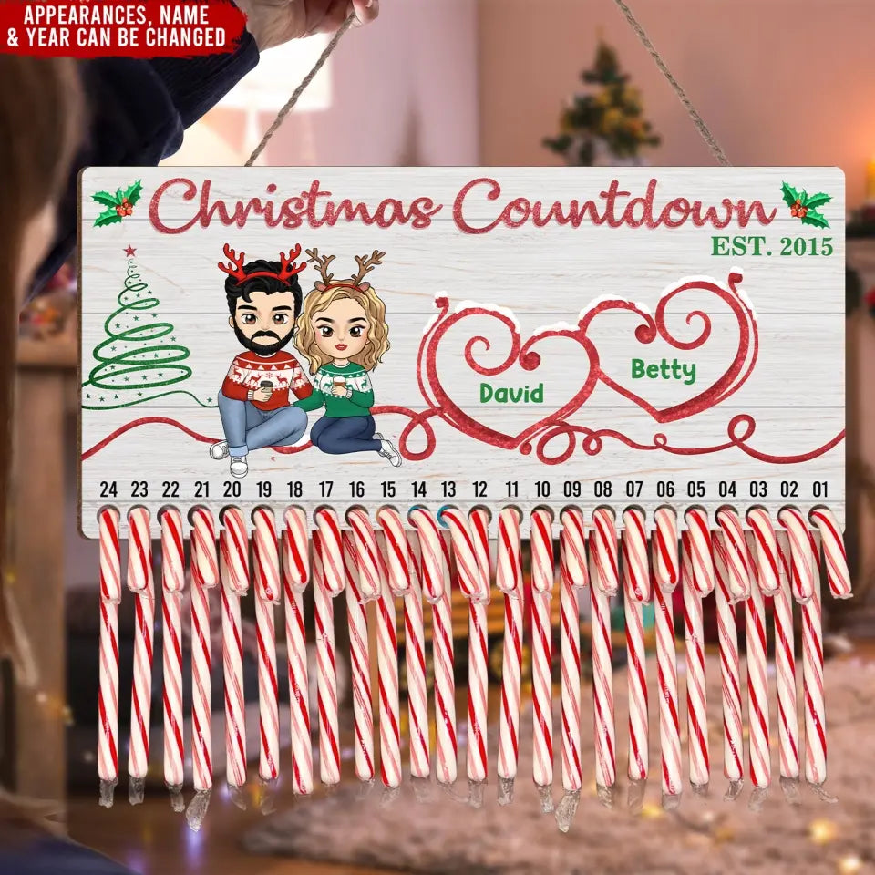 Happy Family Christmas Countdown - Personalized Christmas Countdown Sign, Gift For Christmas - DS660