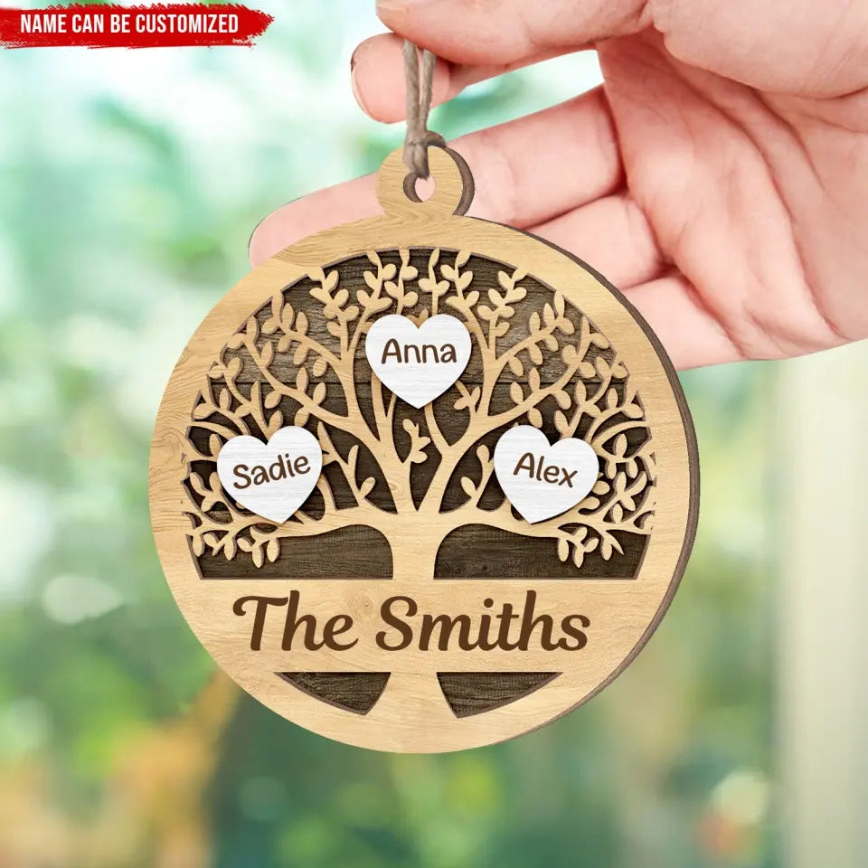 Family Tree - Personalized Wooden Ornament, Gift For Family - ORN144