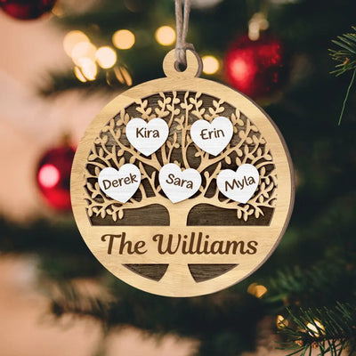 Family Tree - Personalized Wooden Ornament, Gift For Family - ORN144