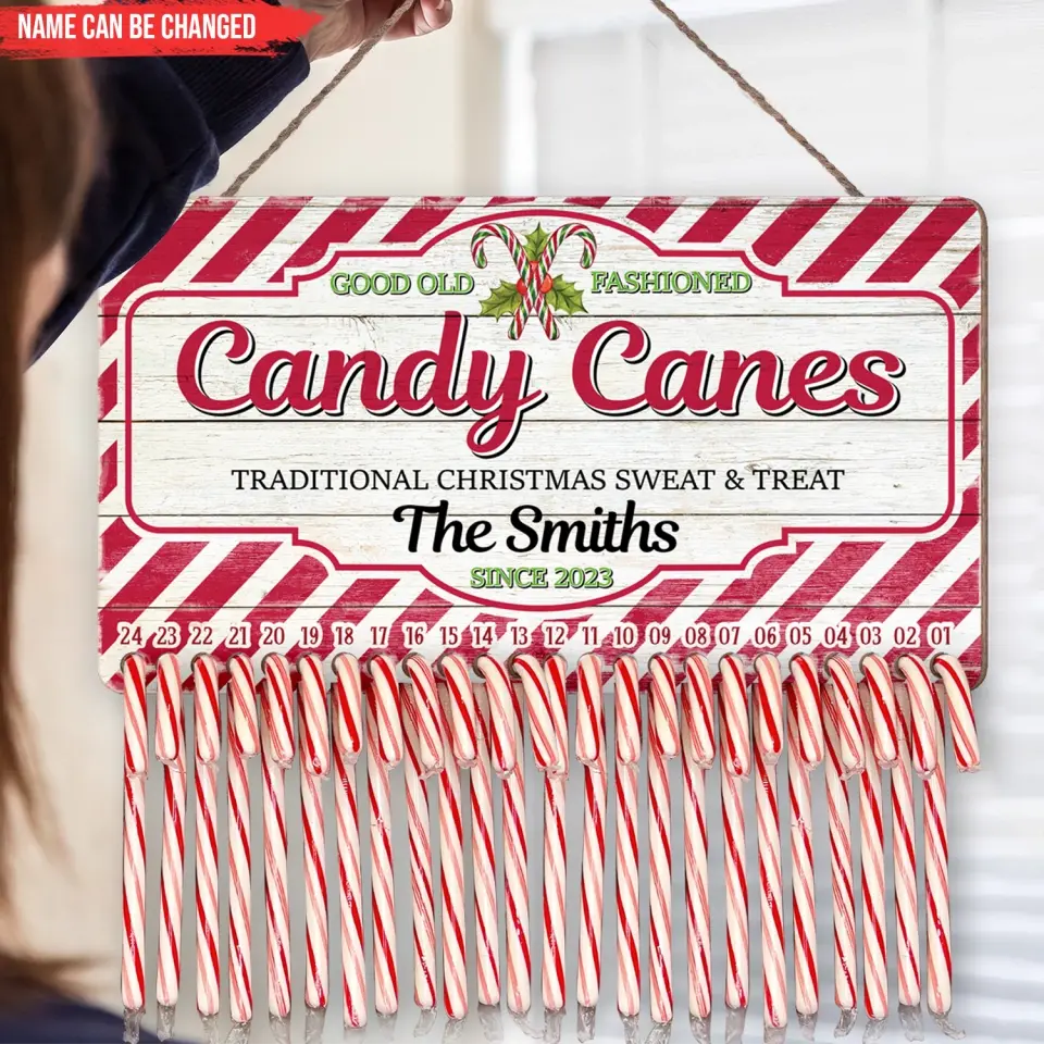 Good Old Fashioned Candy Cane - Personalized Countdown Sign, Christmas Decor - DS662