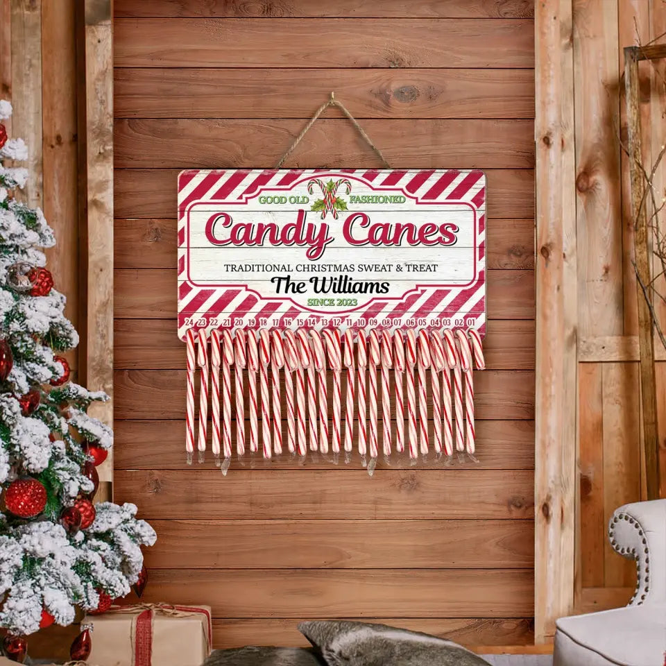 Good Old Fashioned Candy Cane - Personalized Countdown Sign, Christmas Decor - DS662