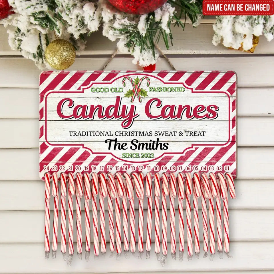 Good Old Fashioned Candy Cane - Personalized Countdown Sign, Christmas Decor - DS662