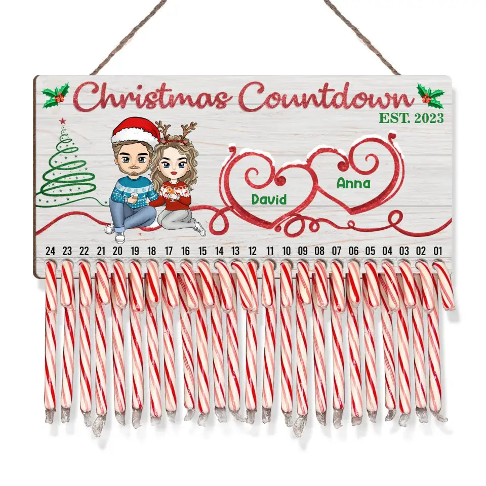Happy Family Christmas Countdown - Personalized Christmas Countdown Sign, Gift For Christmas - DS660