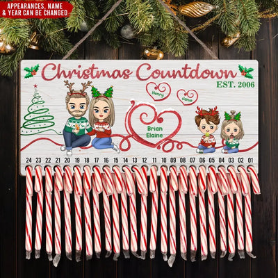 Happy Family Christmas Countdown - Personalized Christmas Countdown Sign, Gift For Christmas - DS660