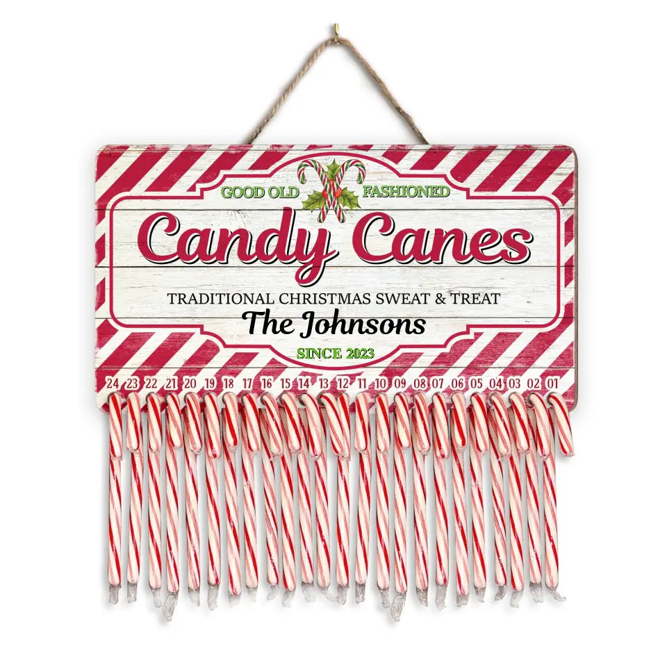 Good Old Fashioned Candy Cane - Personalized Countdown Sign, Christmas Decor - DS662