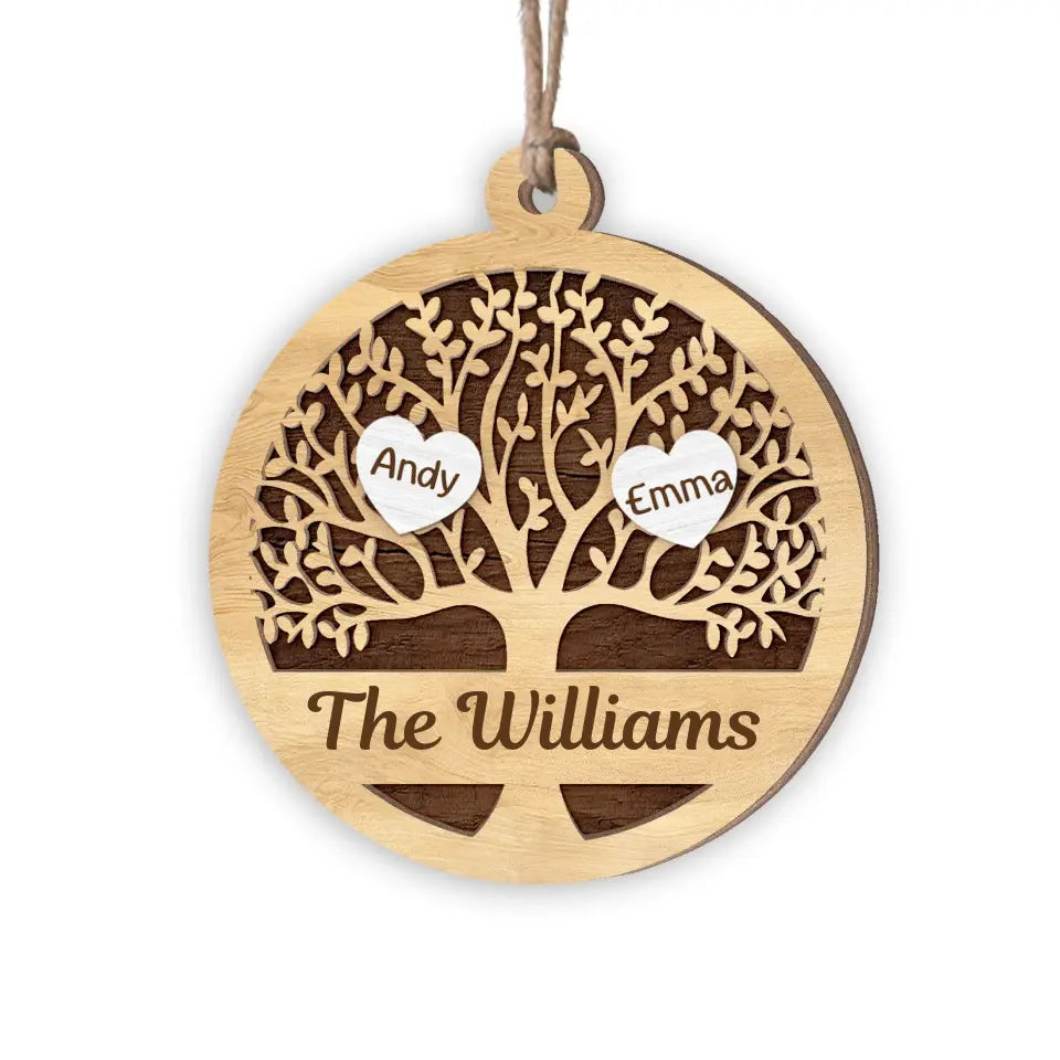 Family Tree - Personalized Wooden Ornament, Gift For Family - ORN144